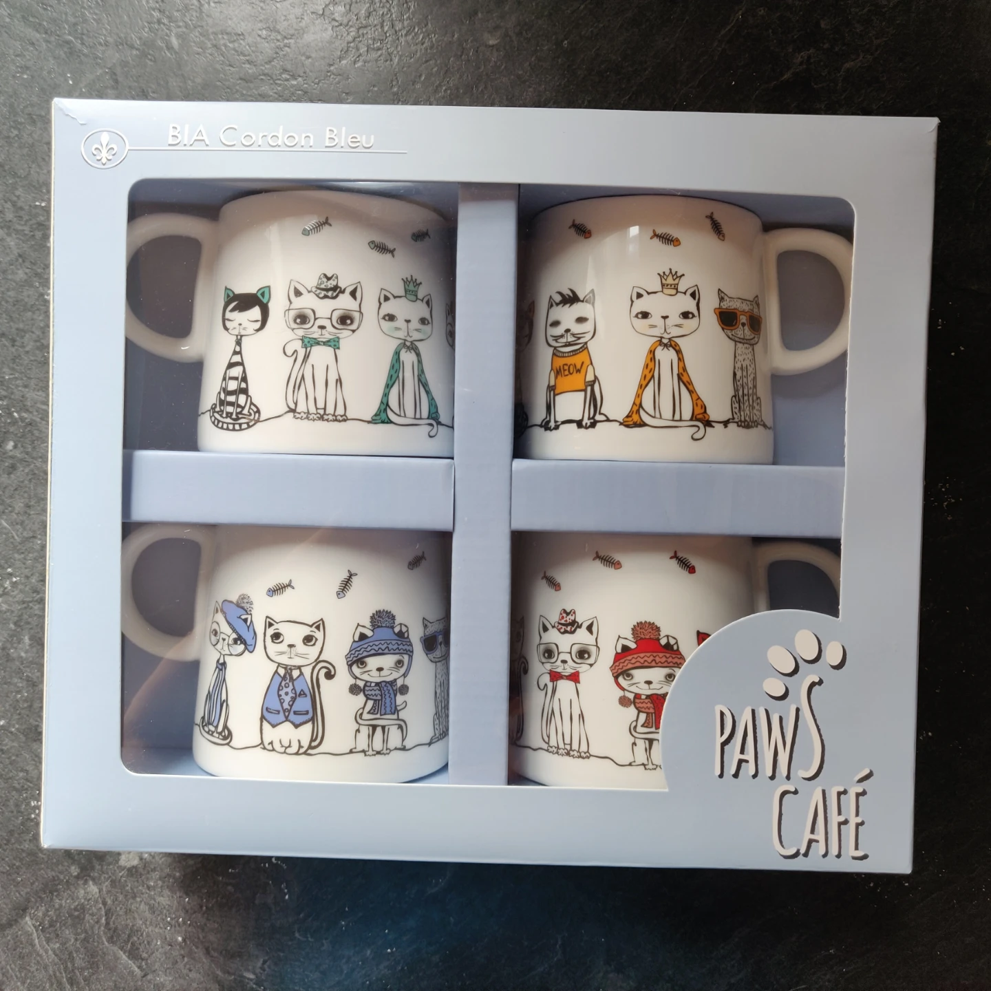 Cat Mugs Gift Set  - Paws Café BIA Cordon Bleu