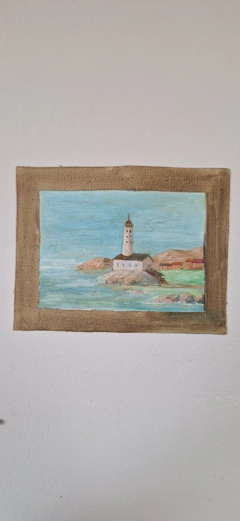 Oil Painting of a Lighthouse Scene