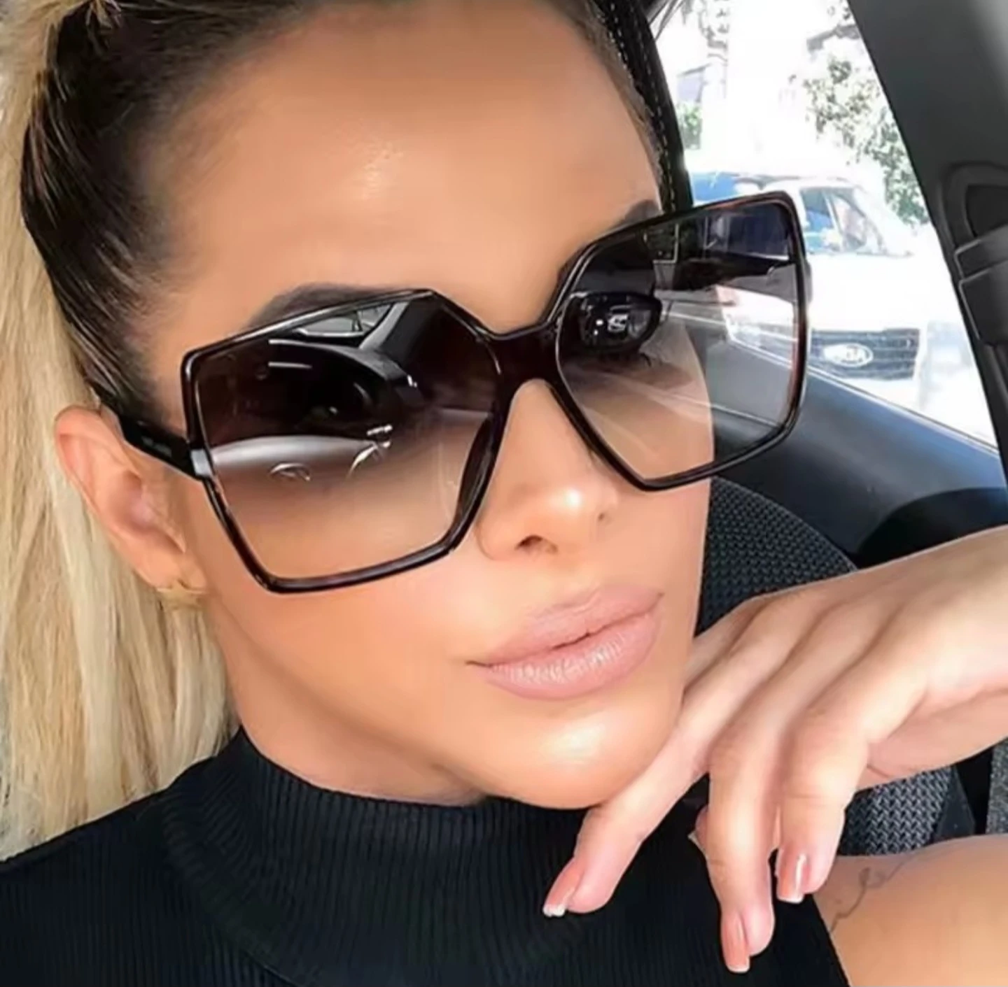 Oversized Square Sunglasses - Brown Gradient