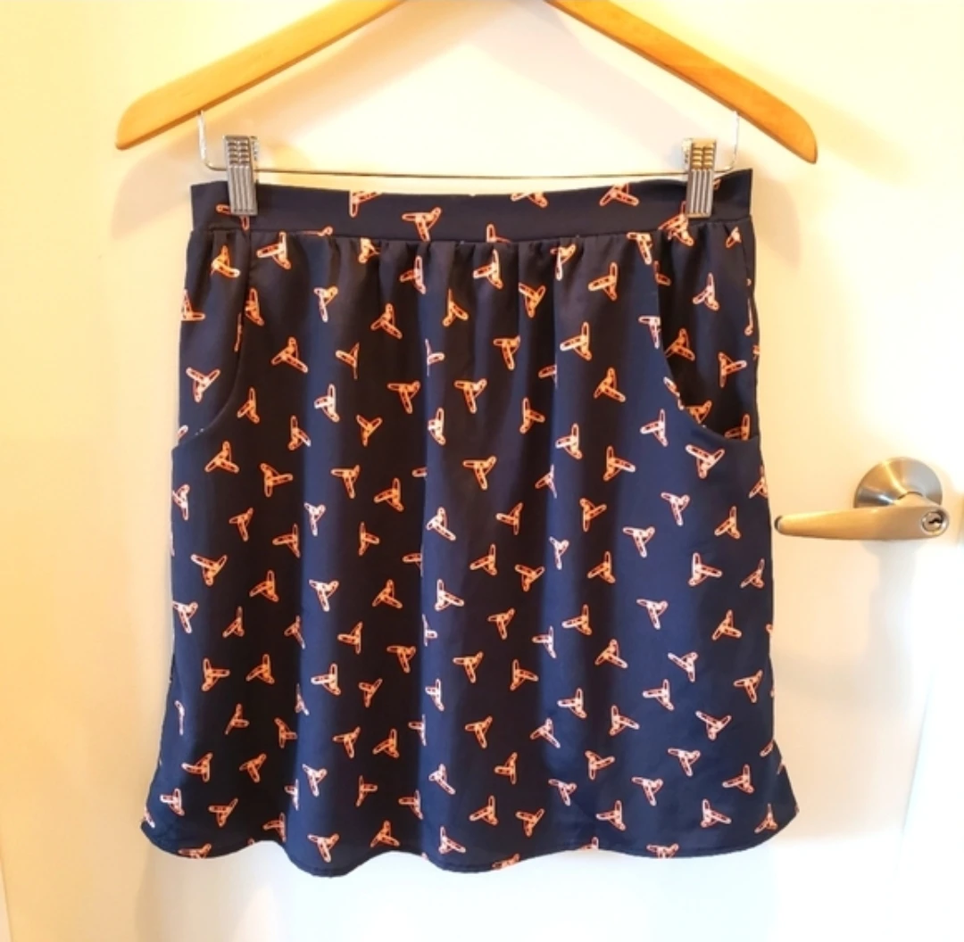 Navy Blue Skirt with safety pin Pattern