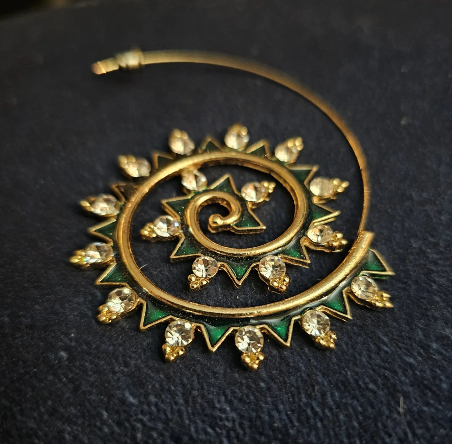 💚✨ Vintage Traditional Indian Bridal Nath Spiral Nose Ring ✨💚 - photo 3