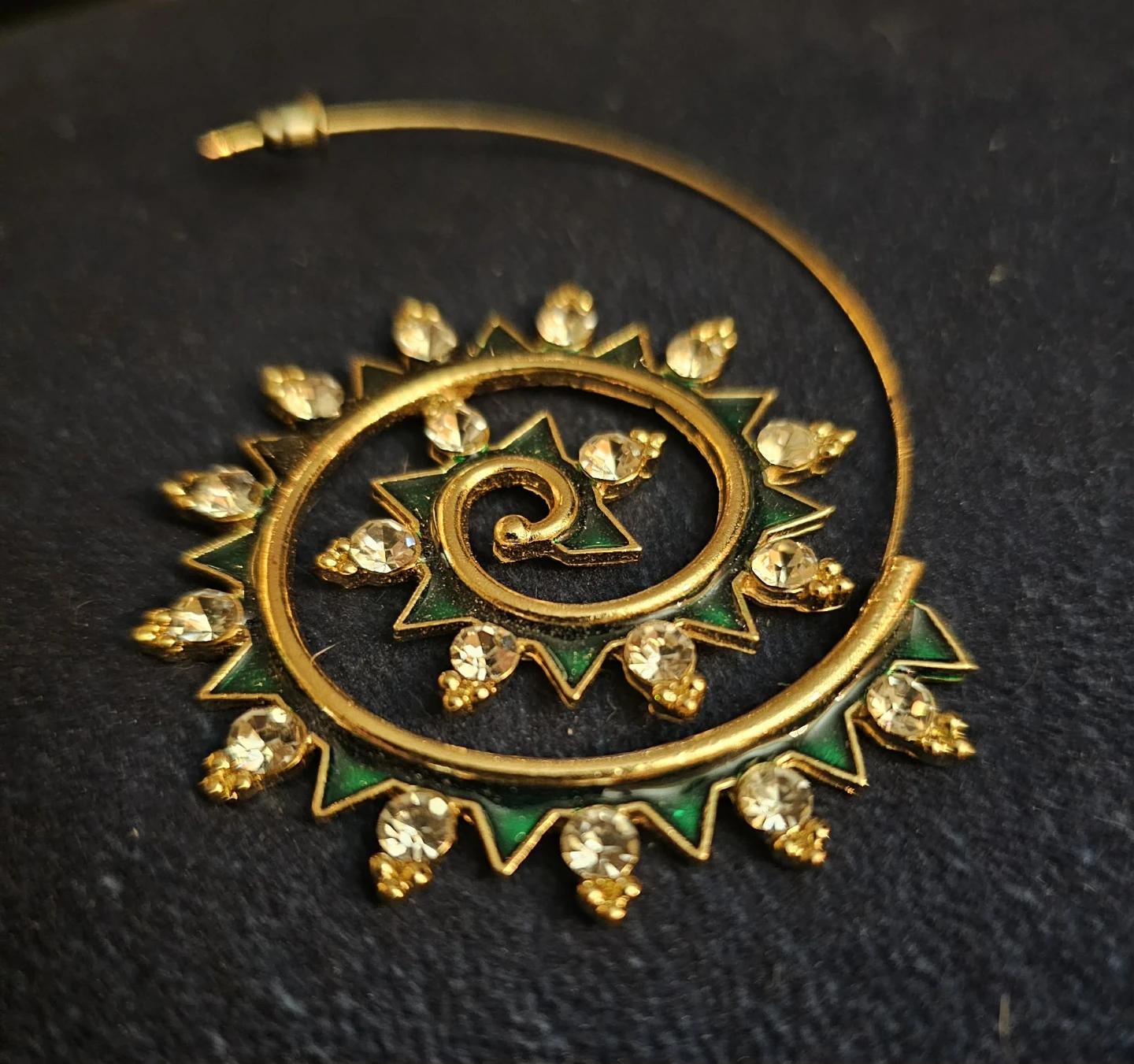 💚✨ Vintage Traditional Indian Bridal Nath Spiral Nose Ring ✨💚 - photo 4