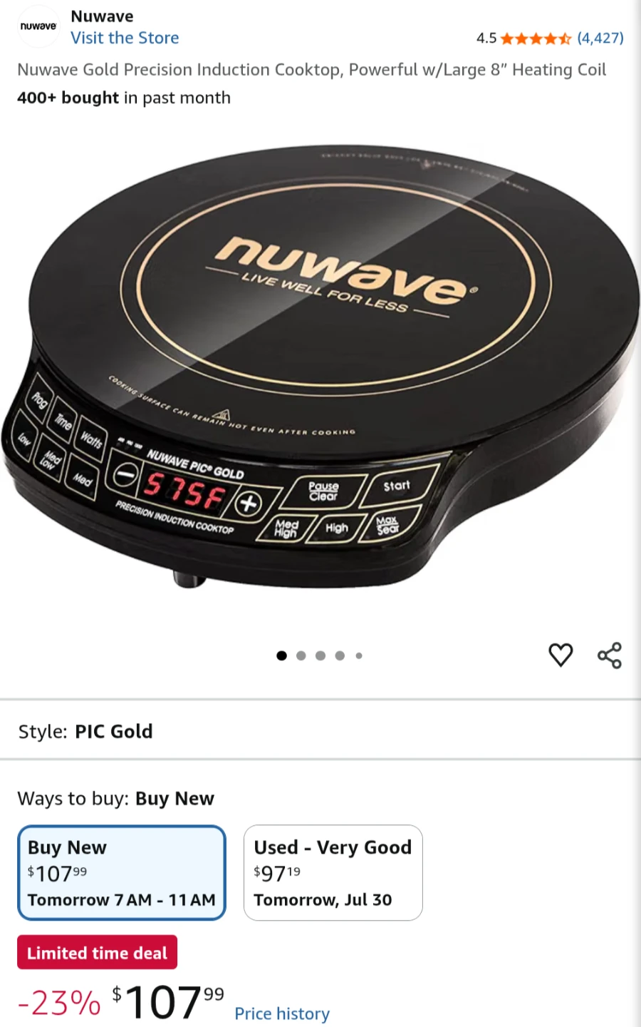 NuWave Precision Induction Cooktop Gold