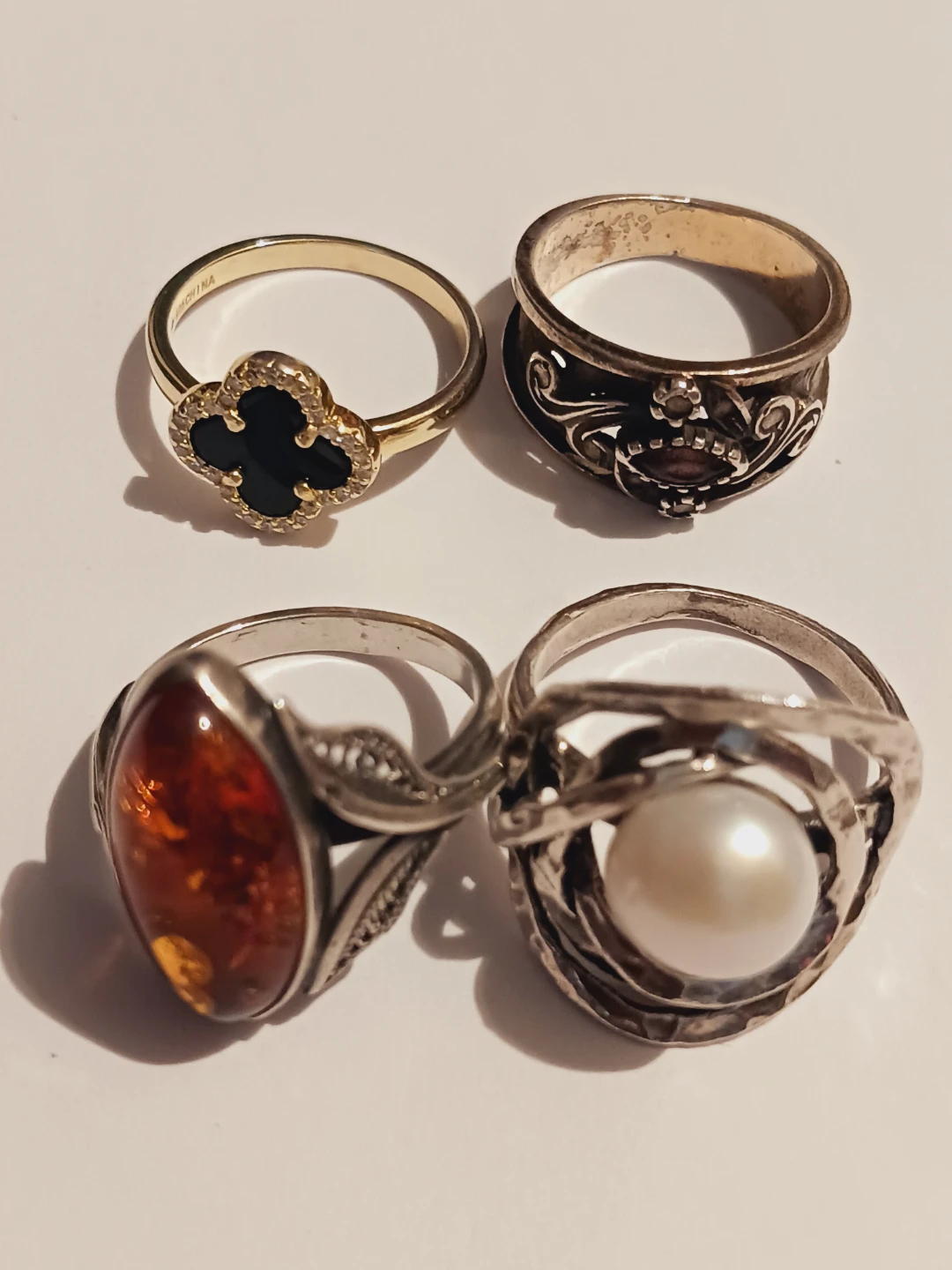 LOT OF 4 × STERLING SILVER 925 RINGS - photo 2