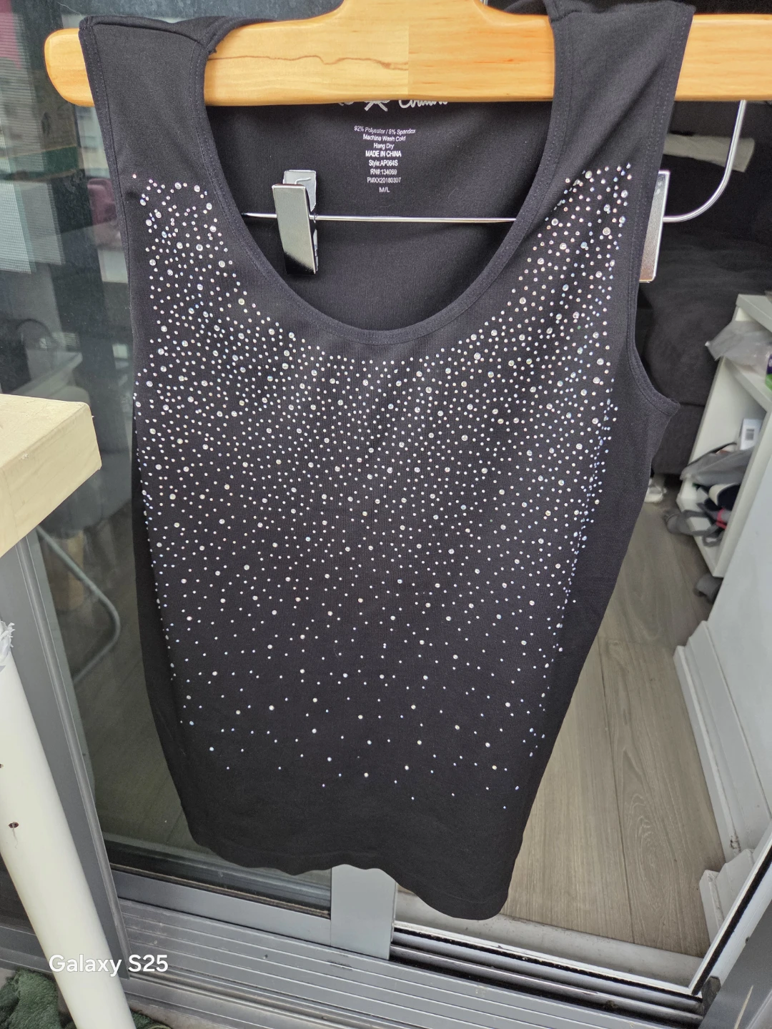 Black Tank Top with Rhinestones - M/L - photo 3