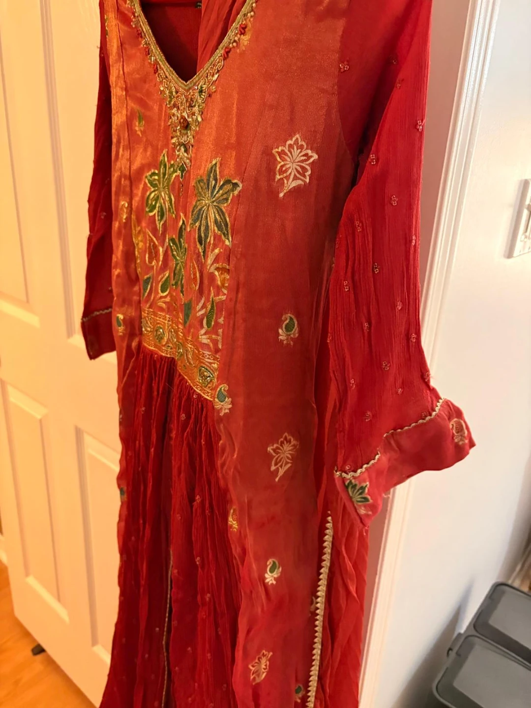 Red Embroidered shalwar kameez anarkali suit
