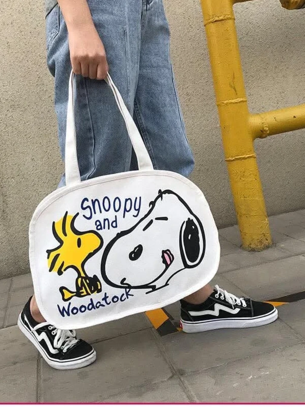 Snoopy and Woodstock Tote Bag canvas tote