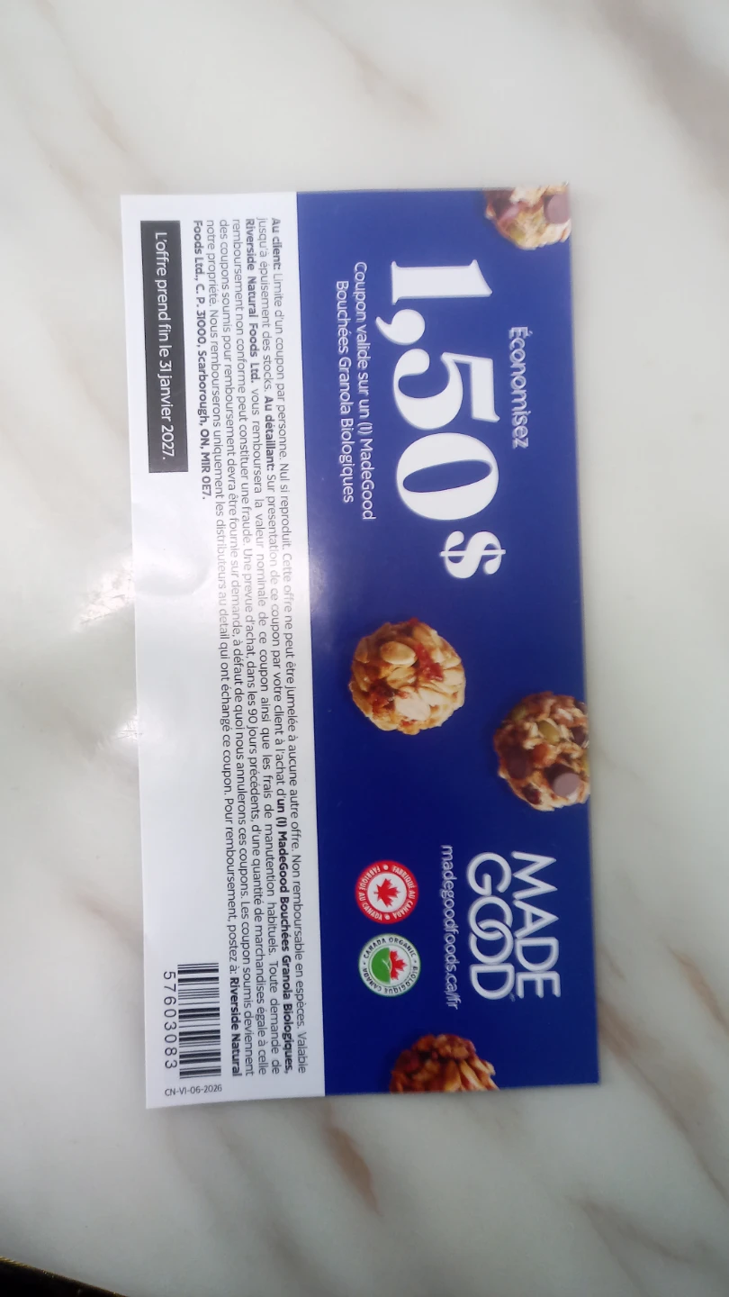 $1.50 off MadeGood Granola Bites Coupon