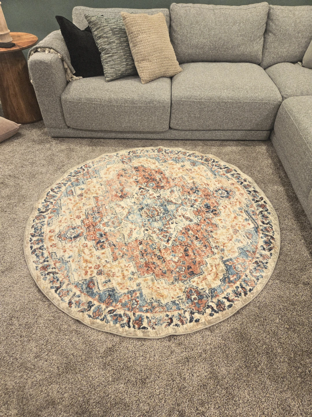 Round Area Rug - Boho Medallion Design