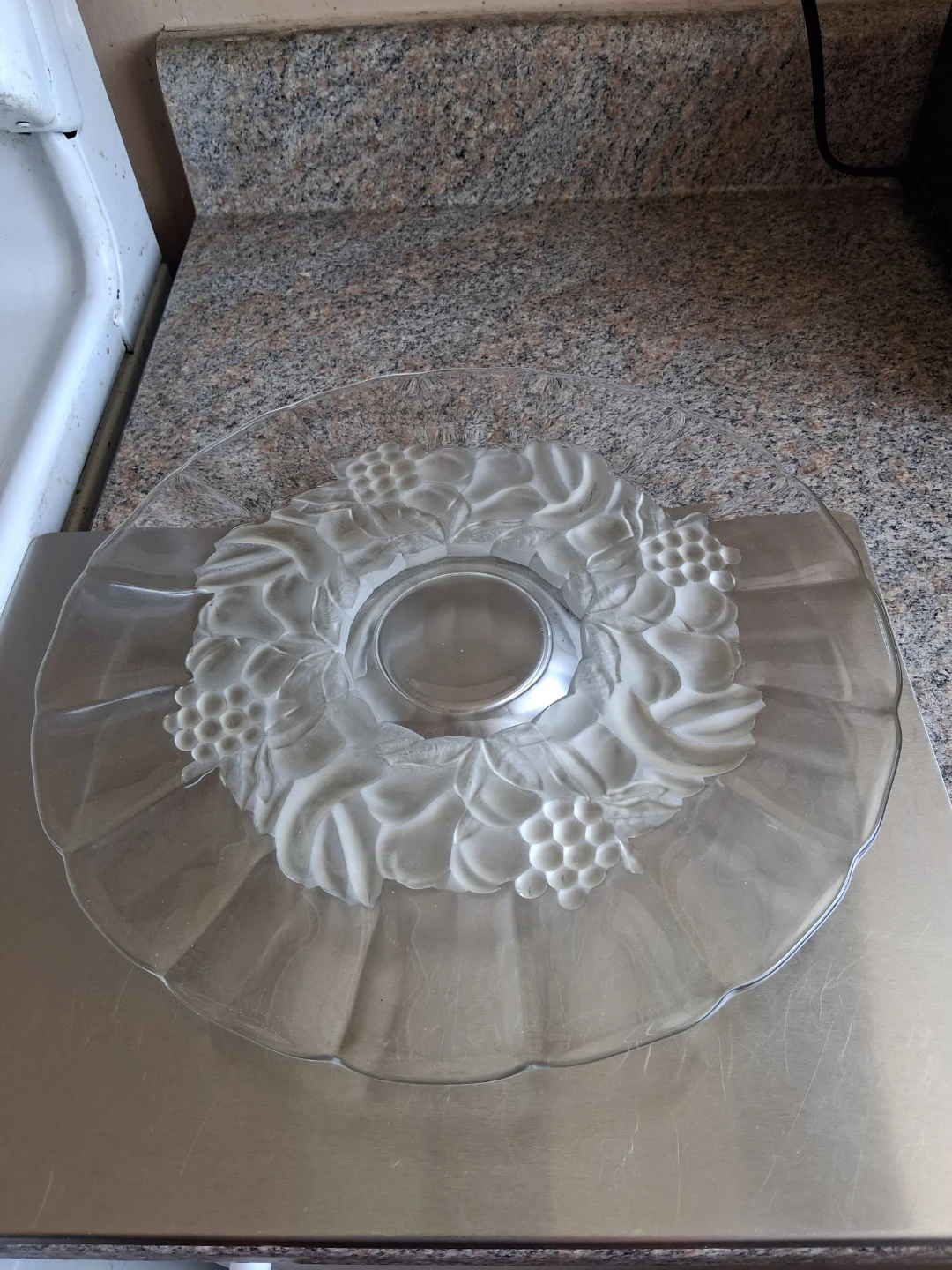 Glass Serving Dish with Grape Design