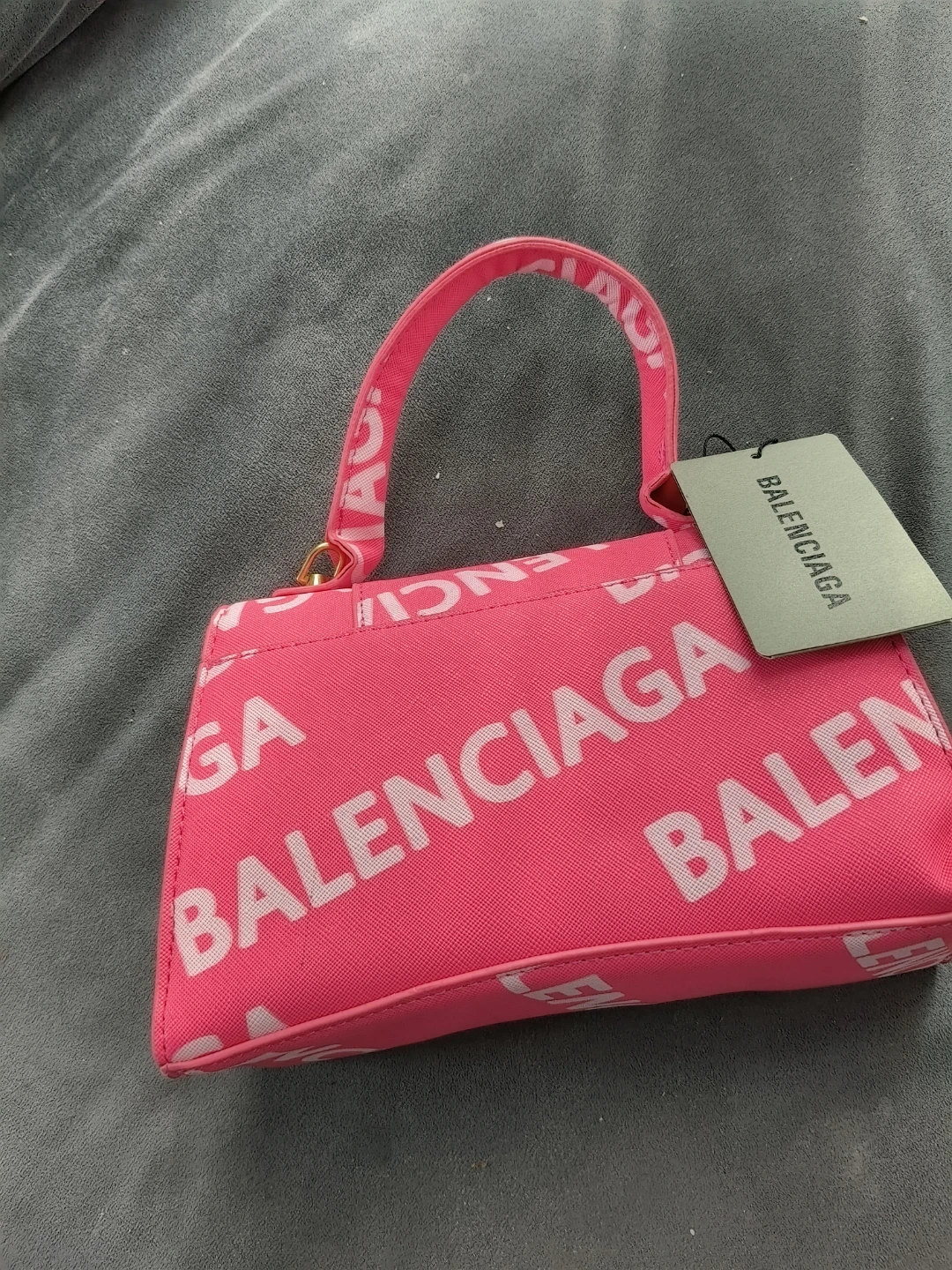 Balenciaga Pink All-Over Logo Mini Handbag - photo 3