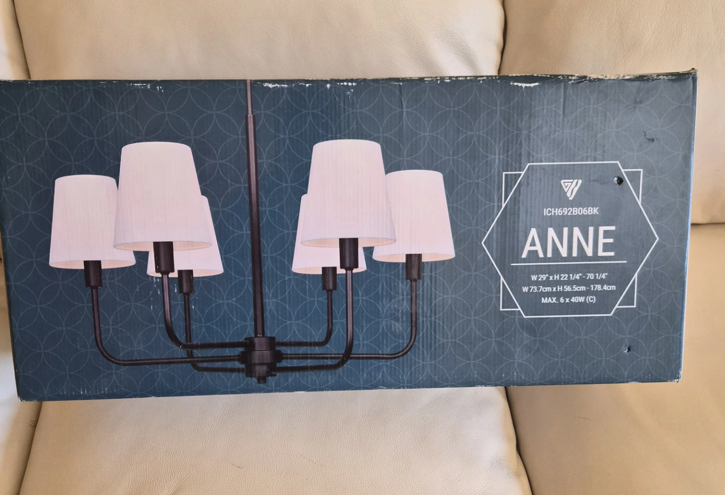 Canarm ICH692B06BK Anne 5-Light Chandelier