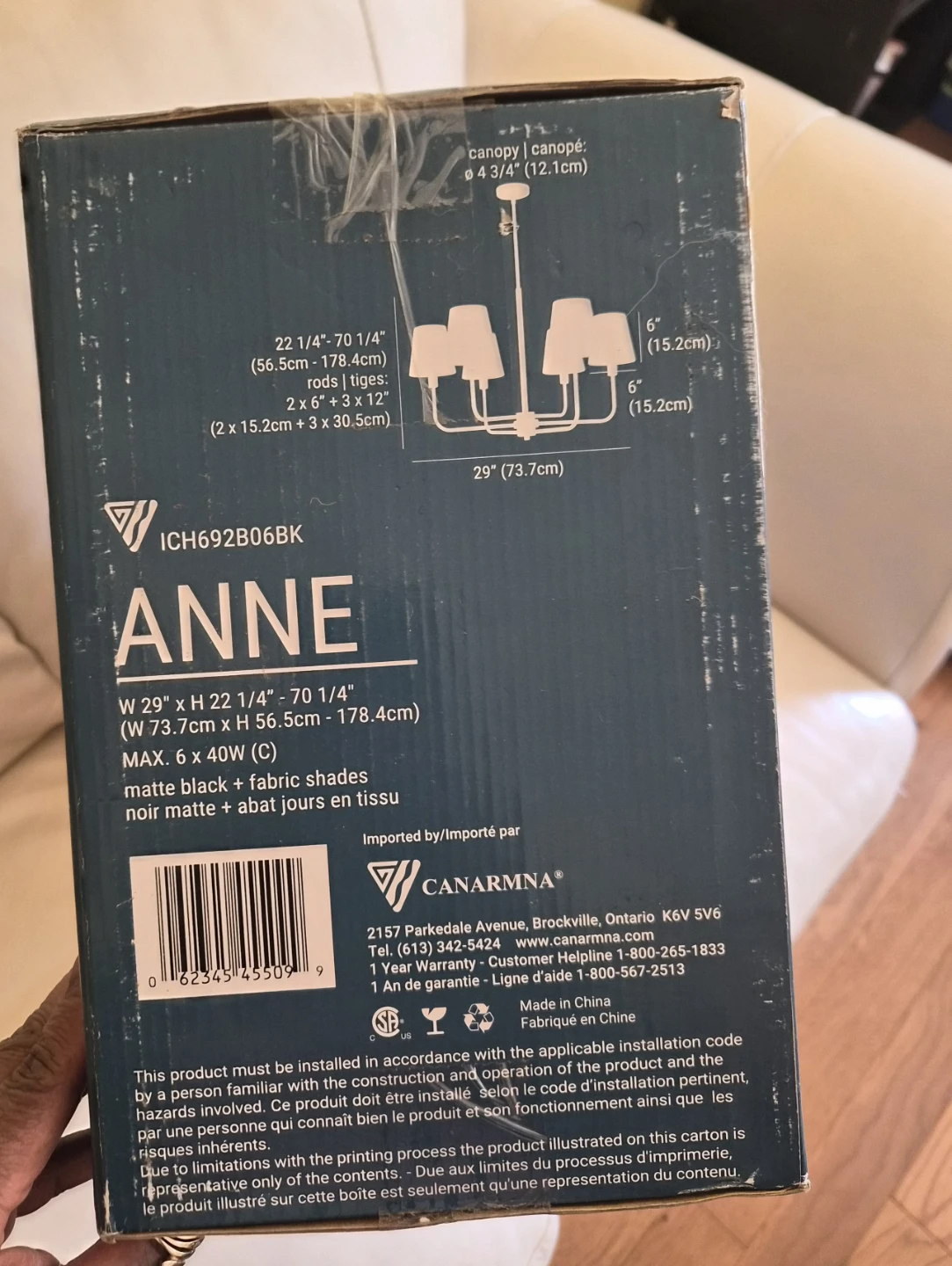 Canarm ICH692B06BK Anne 5-Light Chandelier - photo 2
