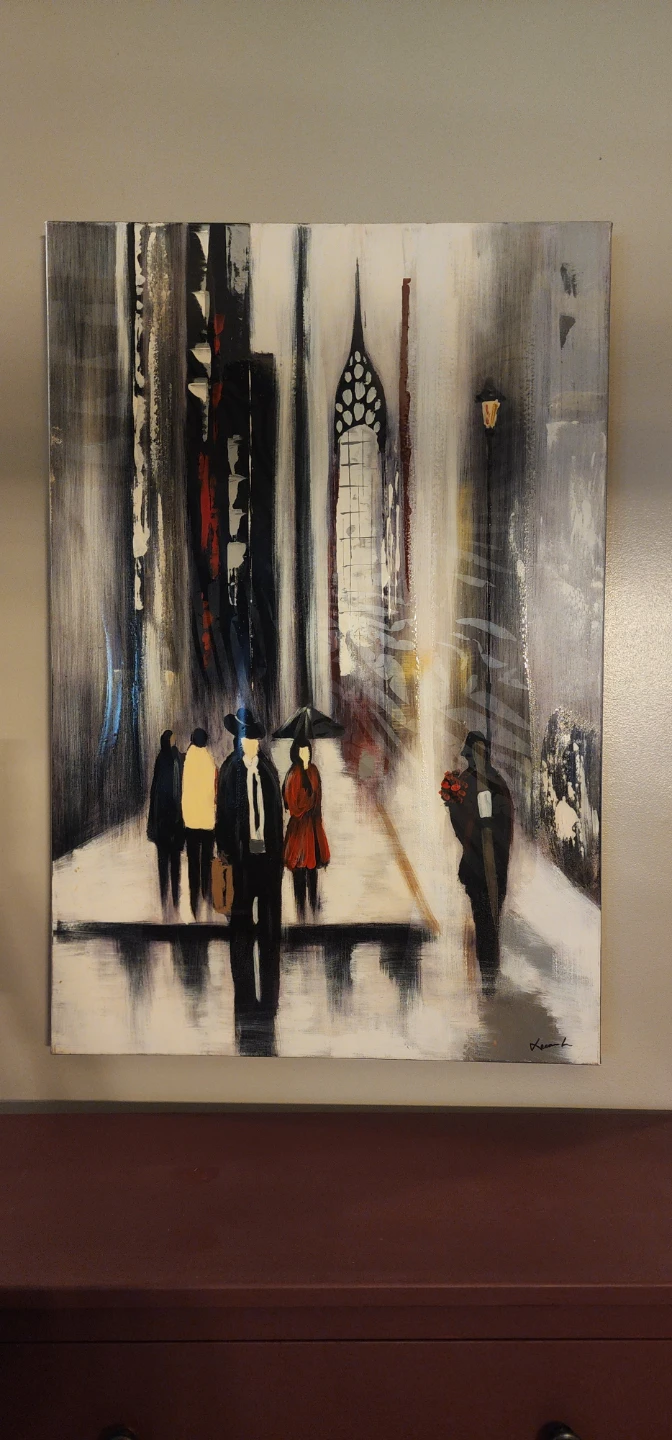 Abstract Cityscape Painting with Figures