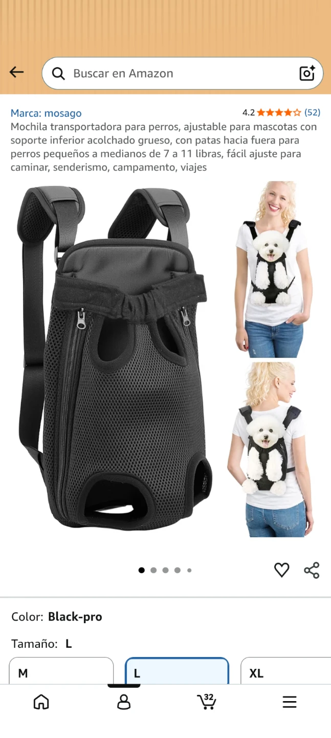 Mosogo Pet Carrier Backpack - Black - Size L - photo 3