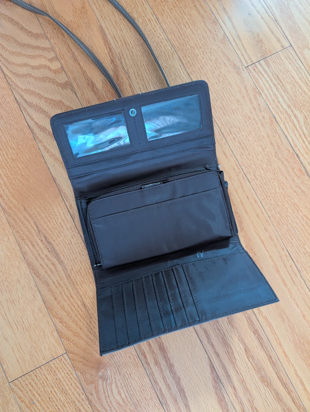 Brown Faux Leather Wallet with Strap - photo 2