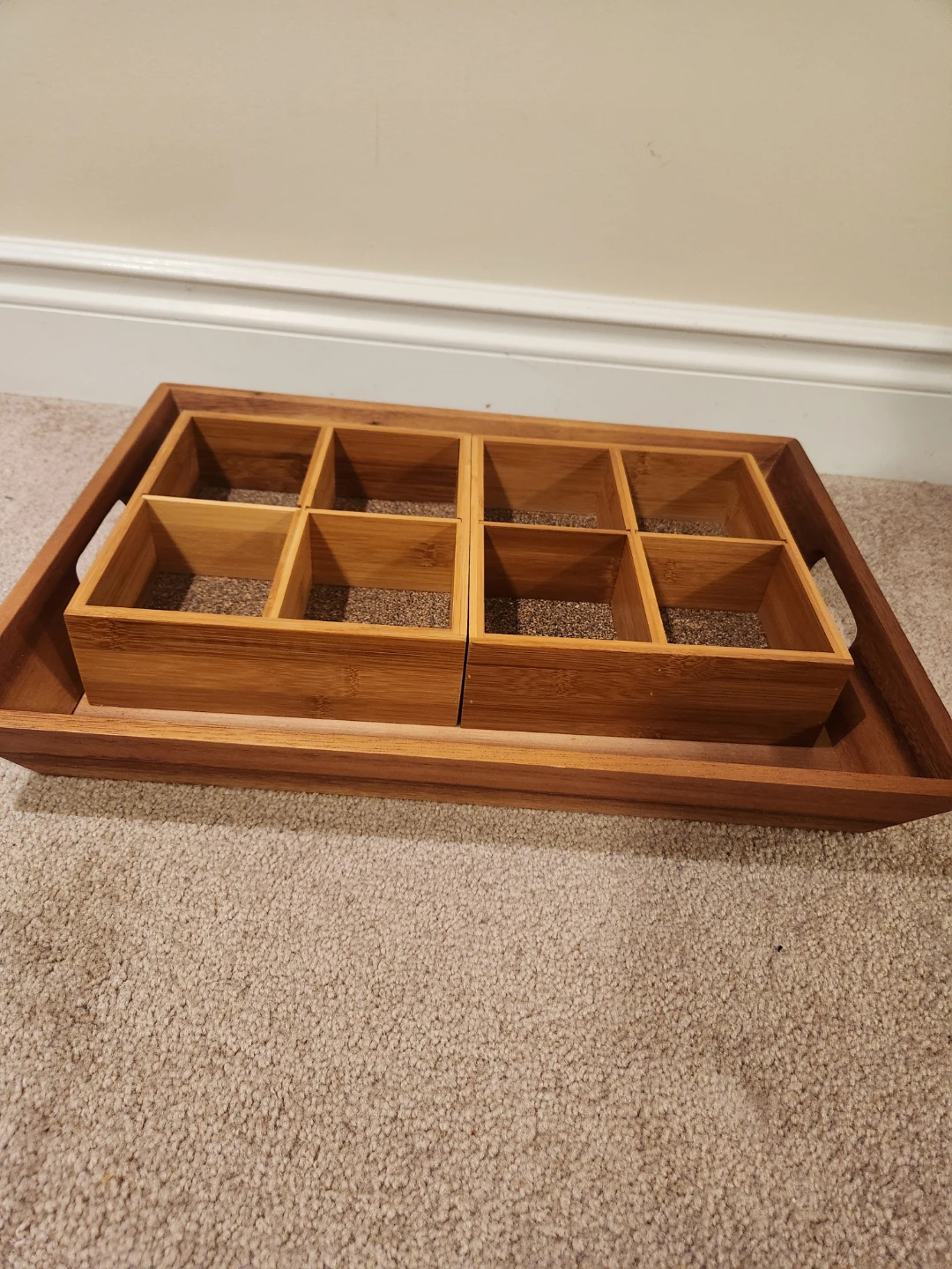 Wooden Serving Tray with Compartments - photo 2
