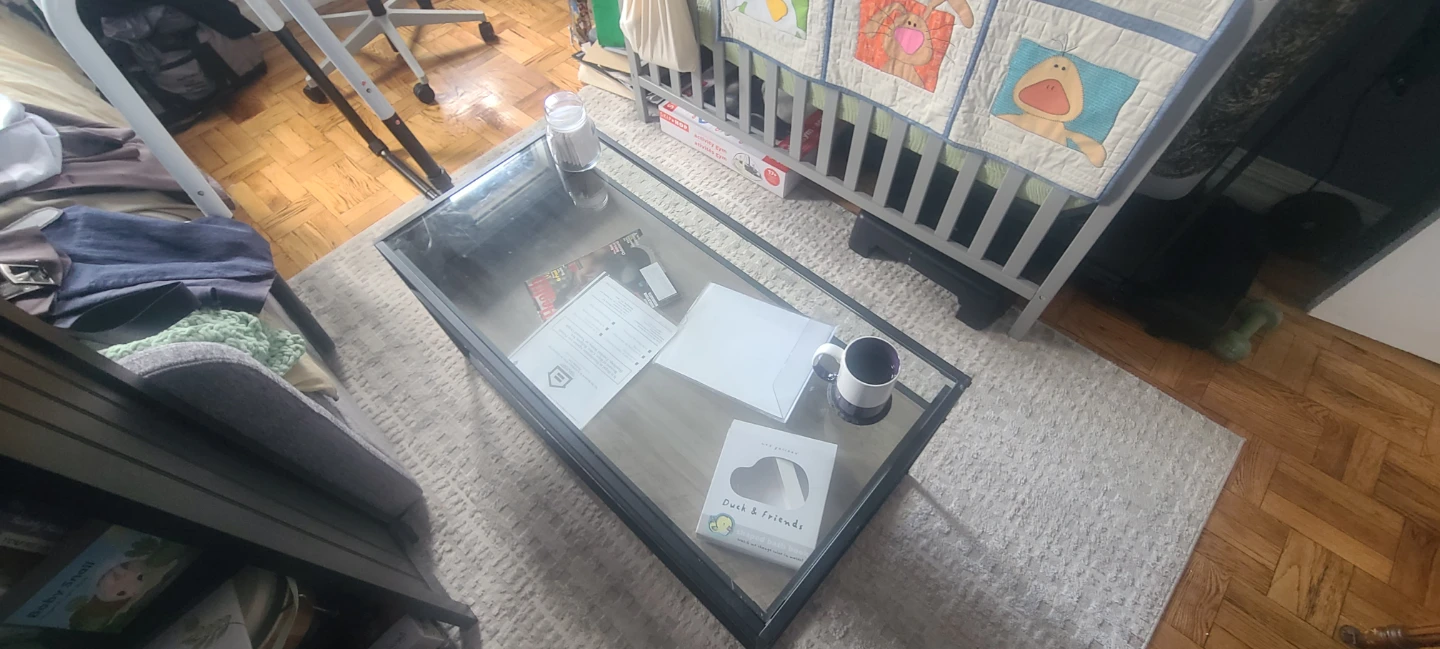 Glass Top Coffee Table with Wood Accent - photo 2