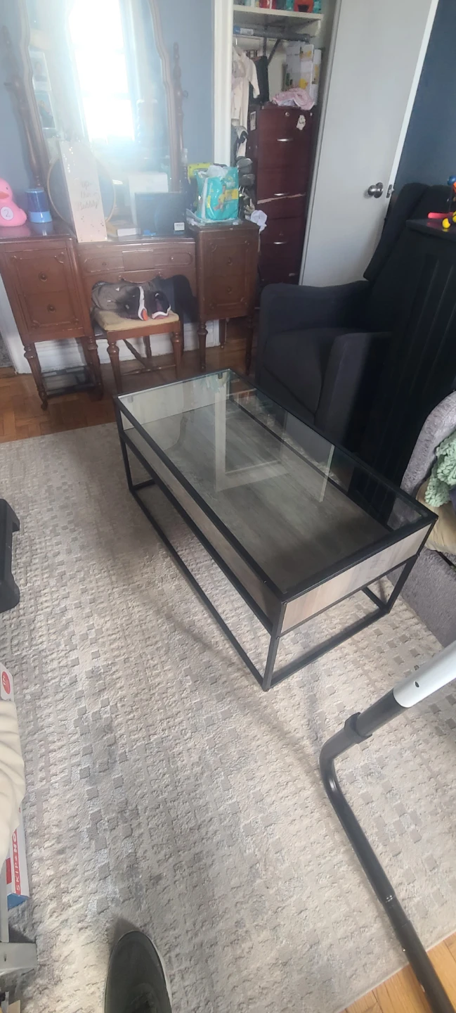 Glass Top Coffee Table with Wood Accent - photo 5