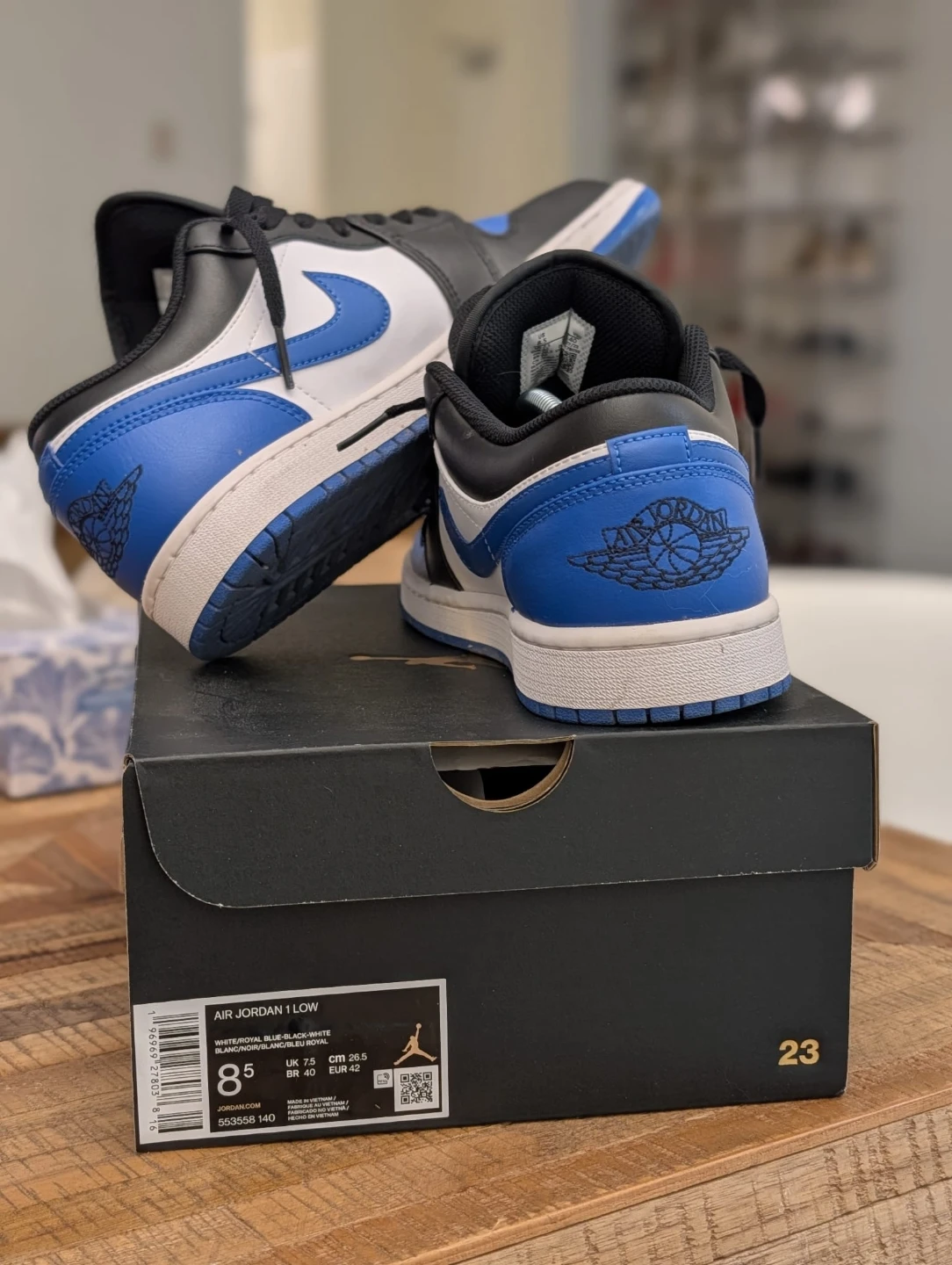 Air Jordan 1 Low Royal Blue Black White Sneakers - photo 4