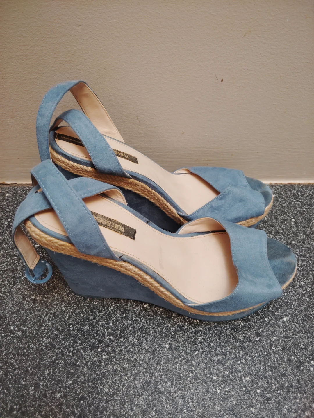 Pull & Bear Blue Suede Wedge Sandals - photo 2