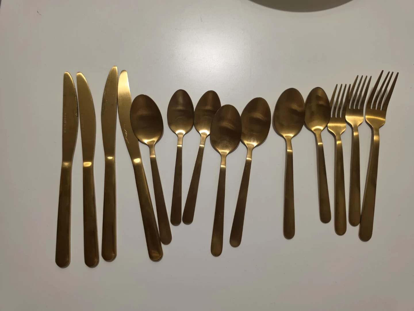 Gold colored silverware set