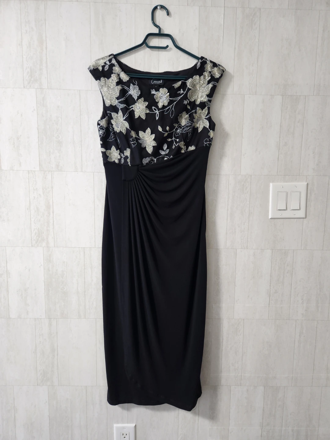 Gowns Women's Black Floral Embellished Dress