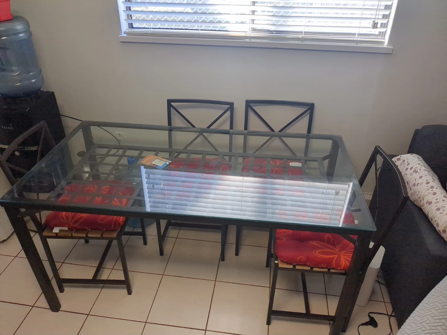 Glass Top Dining Table with 4 Chairs