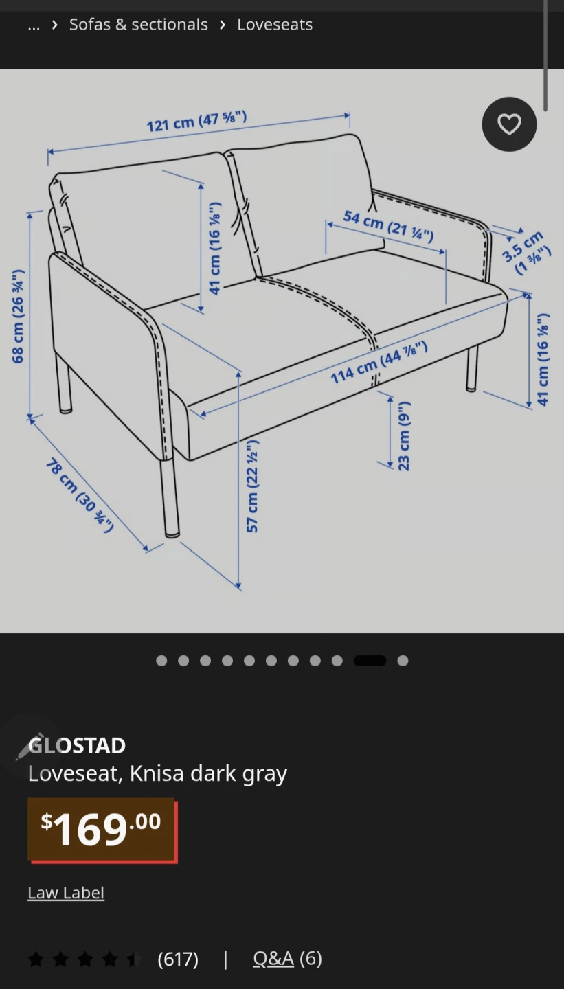 IKEA GLÖSTAD Loveseat Knisa Dark Gray - photo 2
