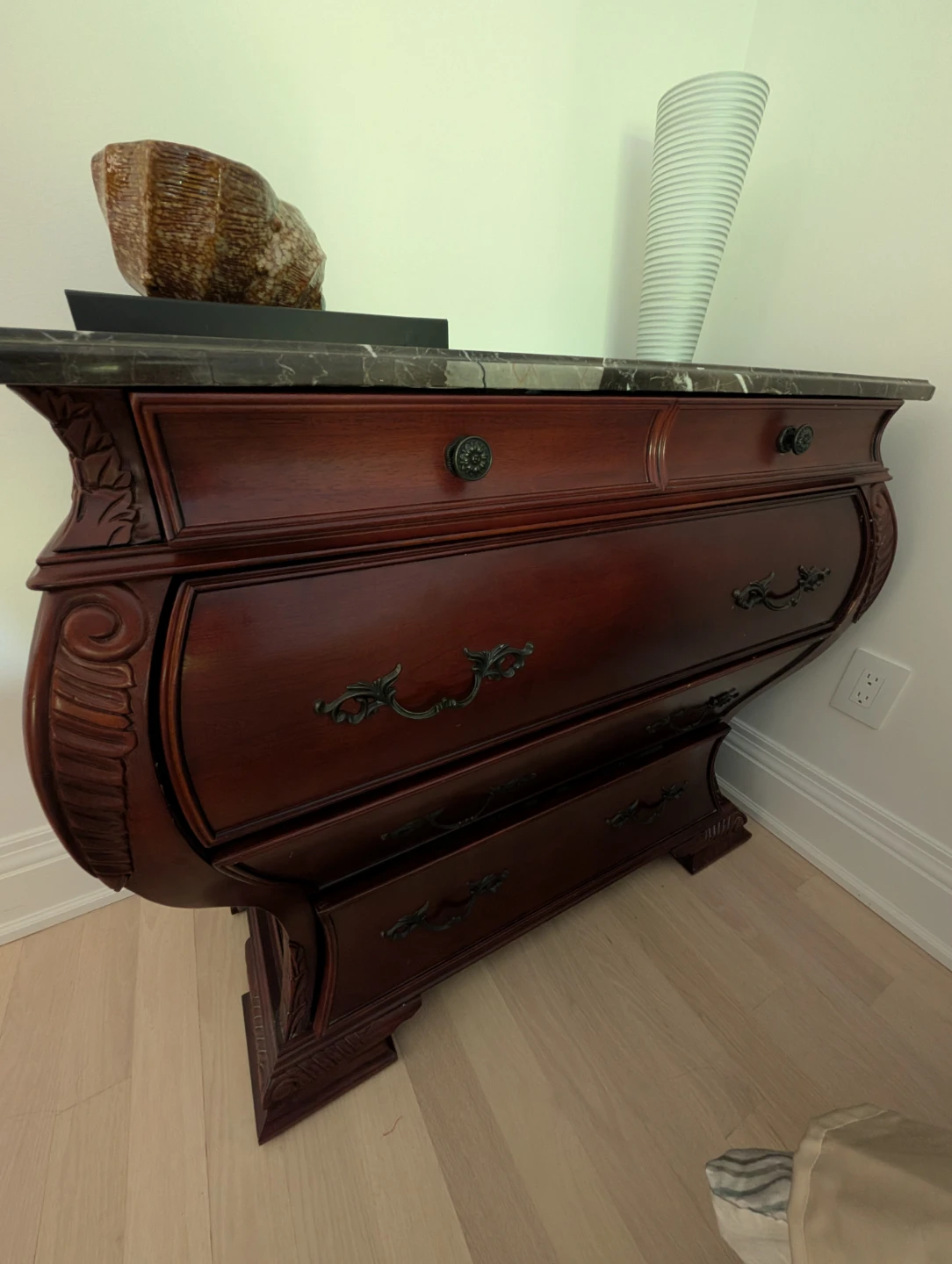 Cherry Wood Nightstand and dresser with Marble Top - photo 2