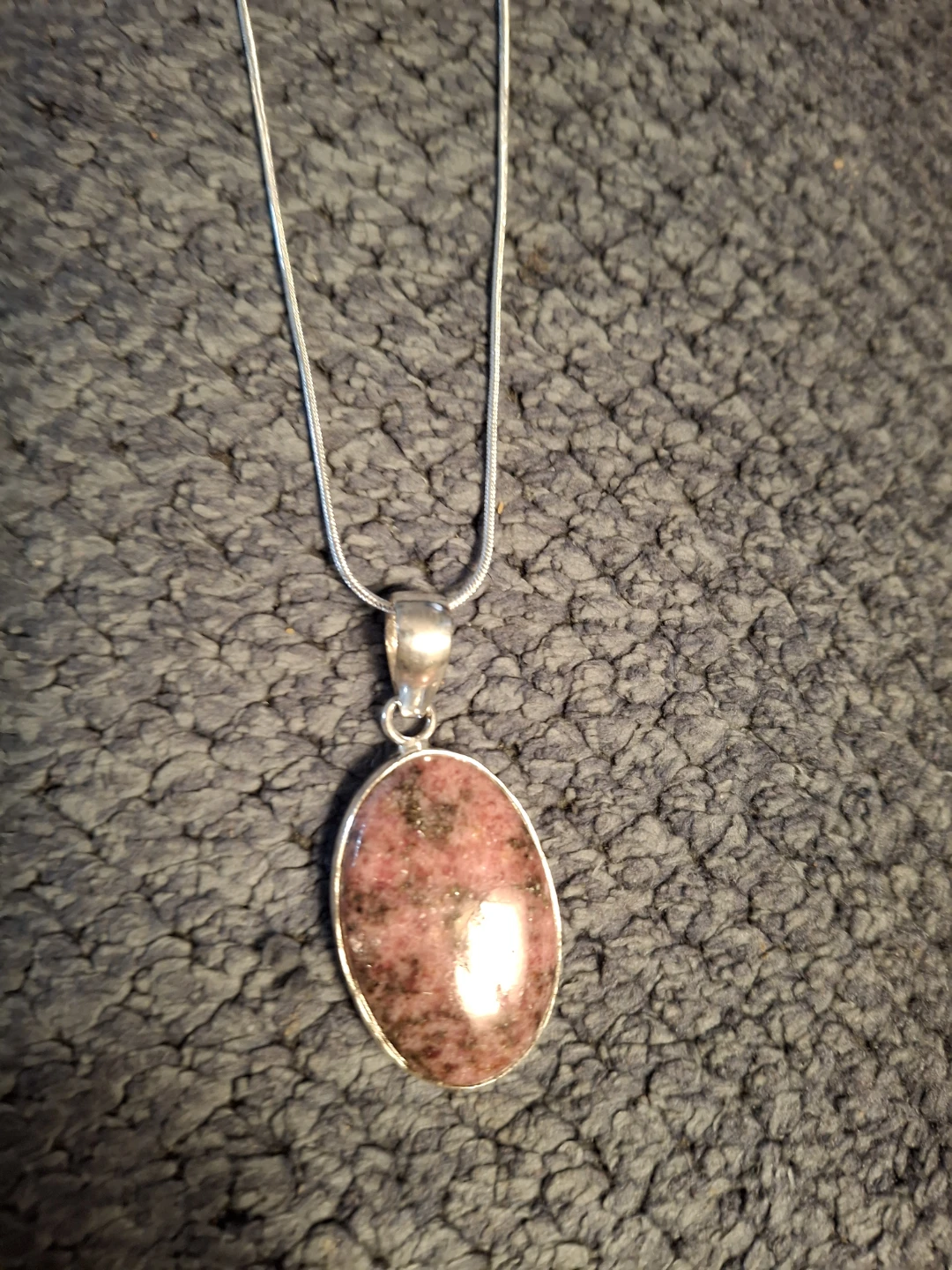 Sterling Silver Pink Rhodonite Necklace