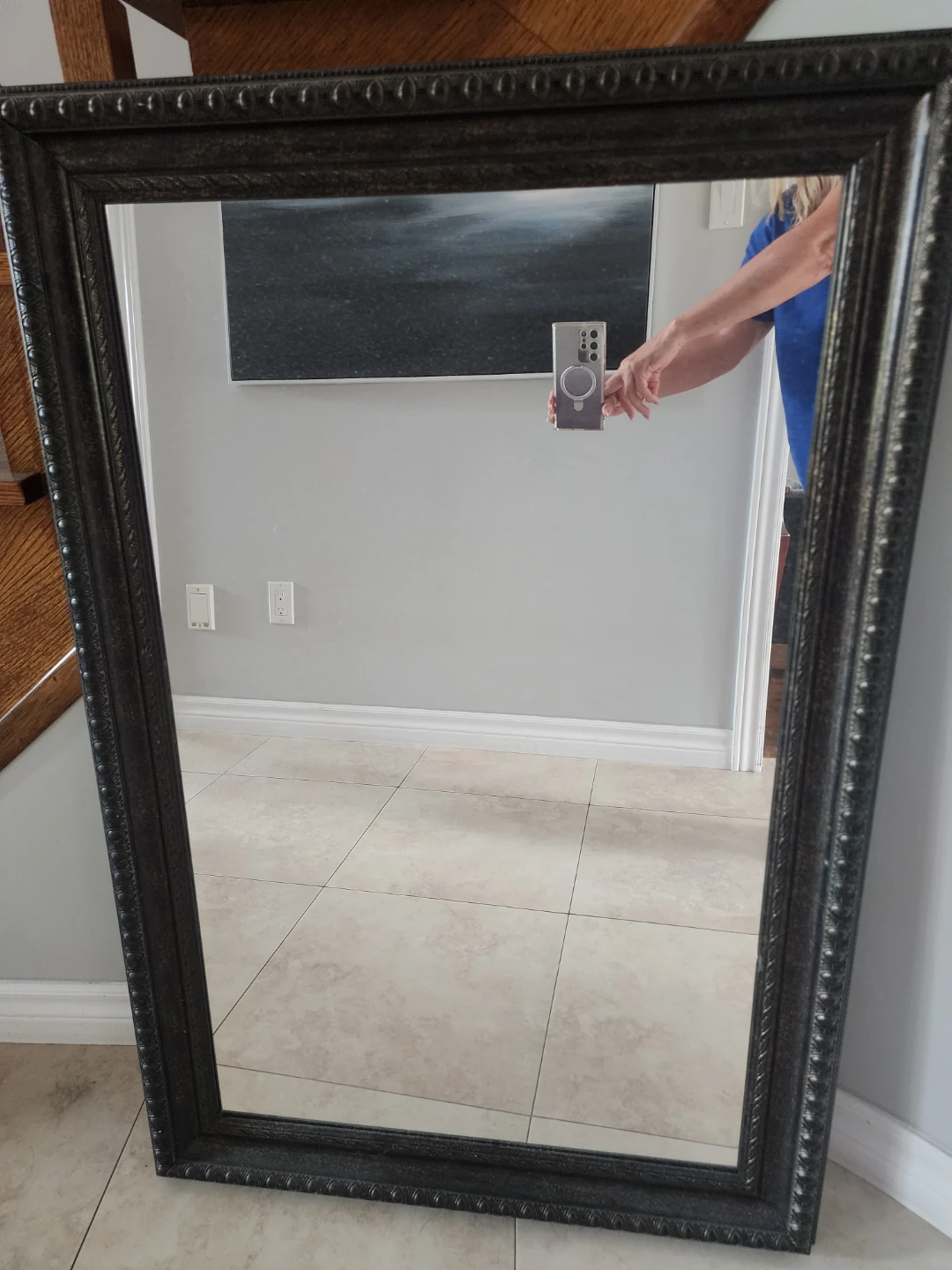 Large Dark Framed Accent Wall Mirror