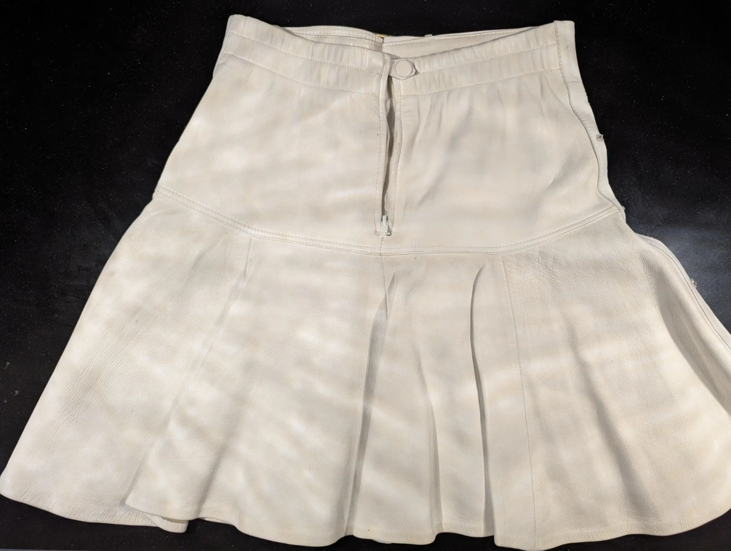 Vintage Genuine Leather White Skirt | Real Leather |
