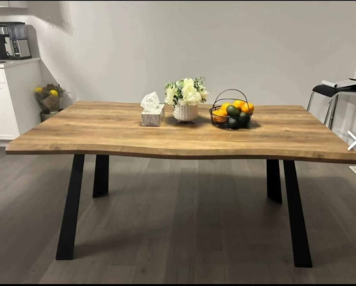 Wooden Dining Table set with Metal Legs - 4 chairs included