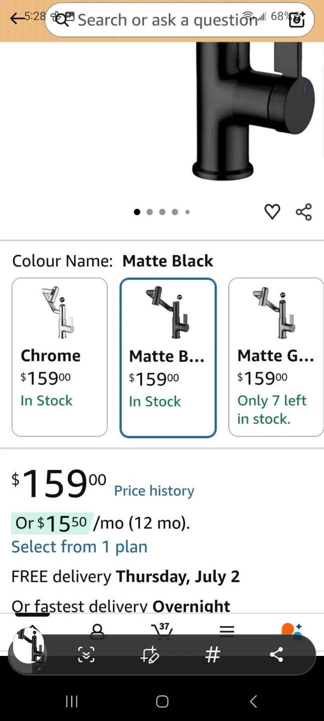 GEOATON Smart Temperature Bathroom Faucet - Matte Black - photo 2