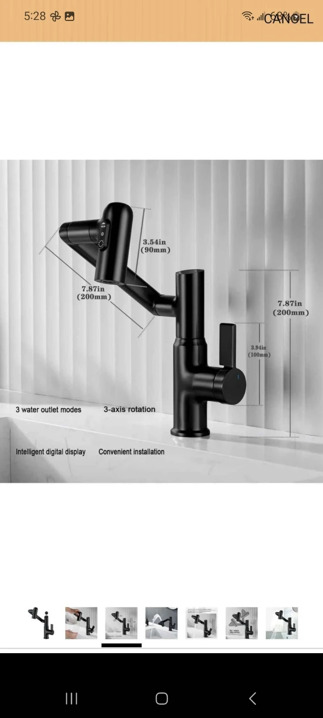 GEOATON Smart Temperature Bathroom Faucet - Matte Black - photo 3