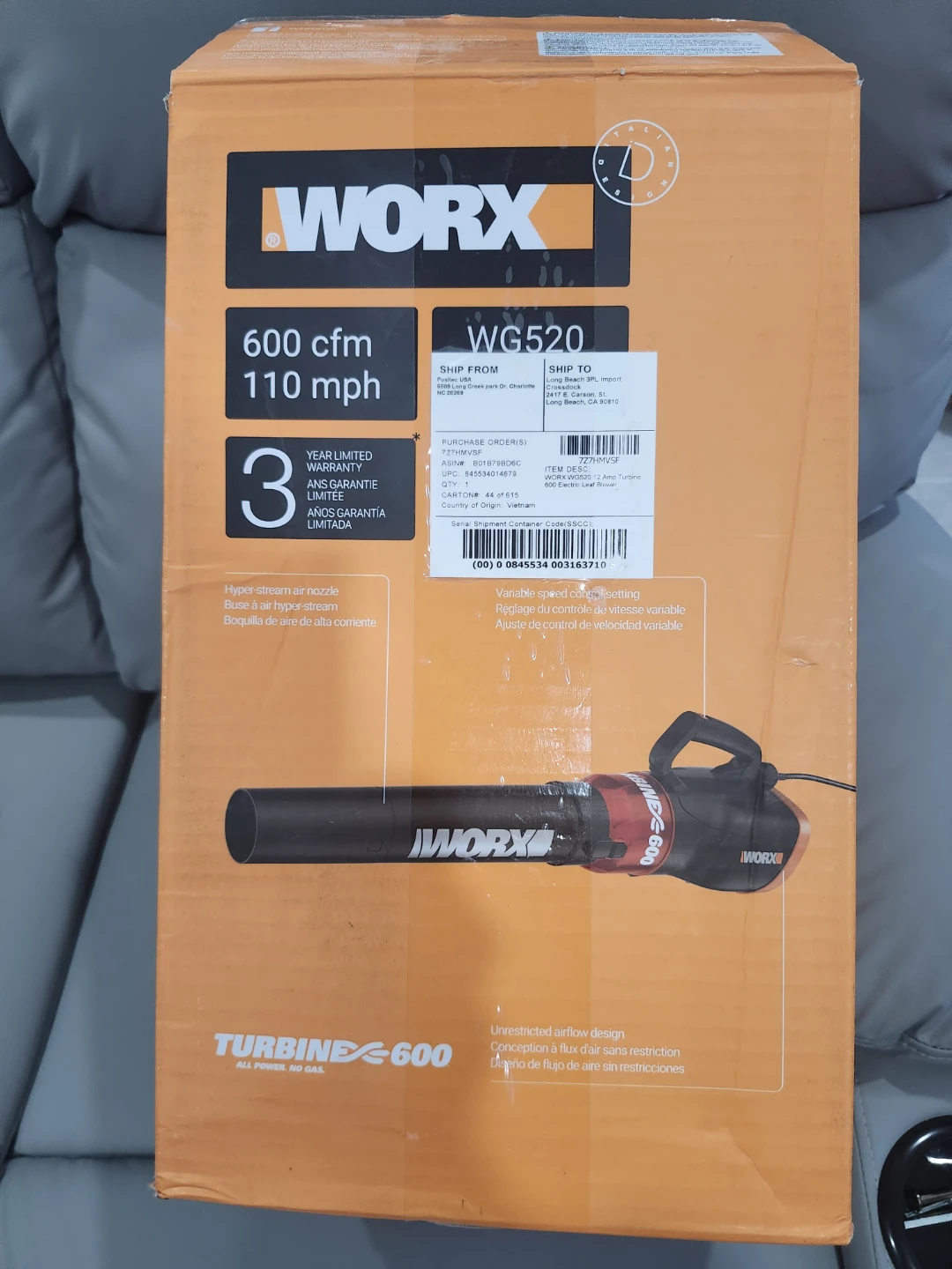 WORKS 12 amp electric leaf blower