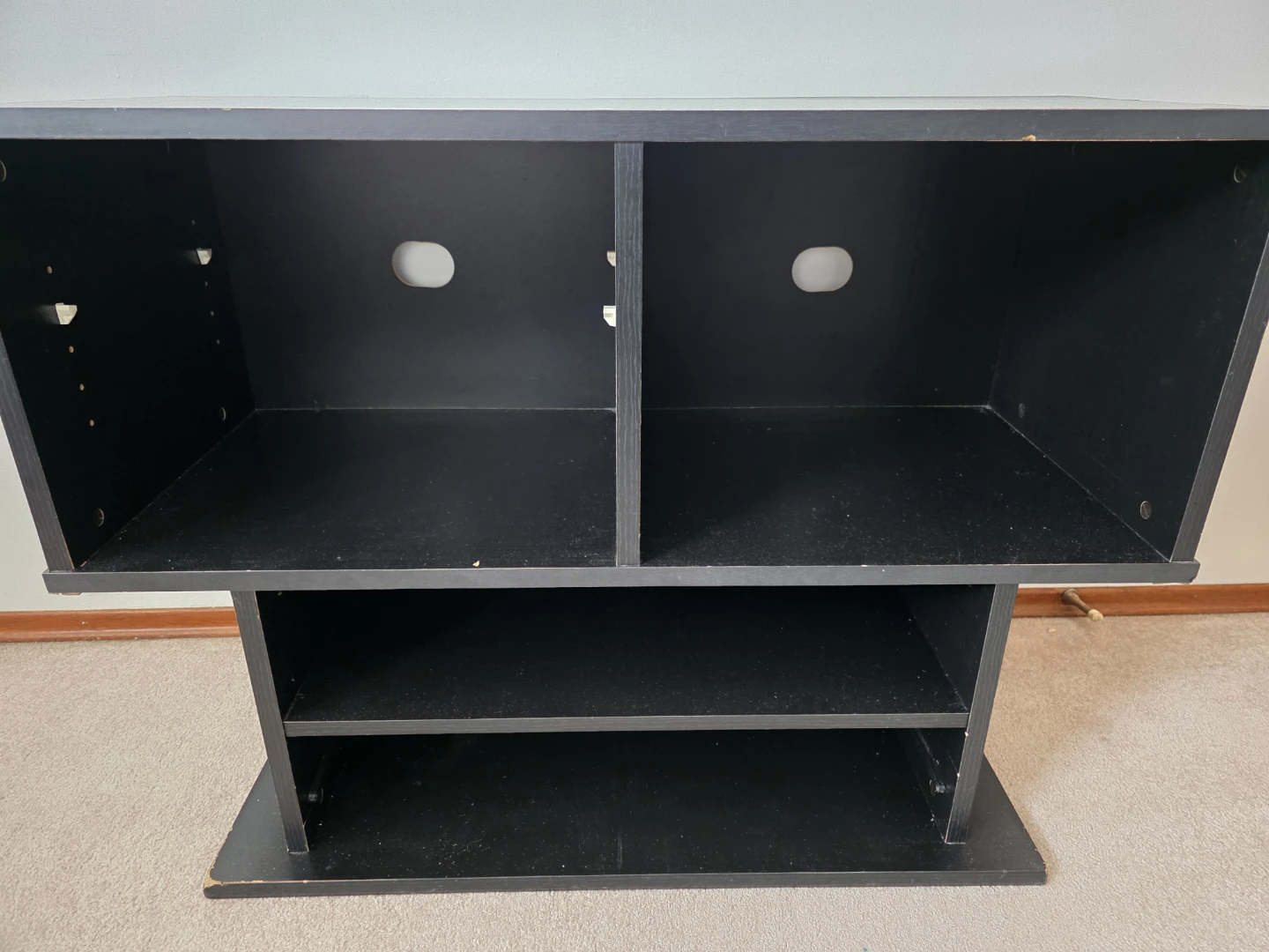 Black Media Console TV Stand with Shelves - photo 2