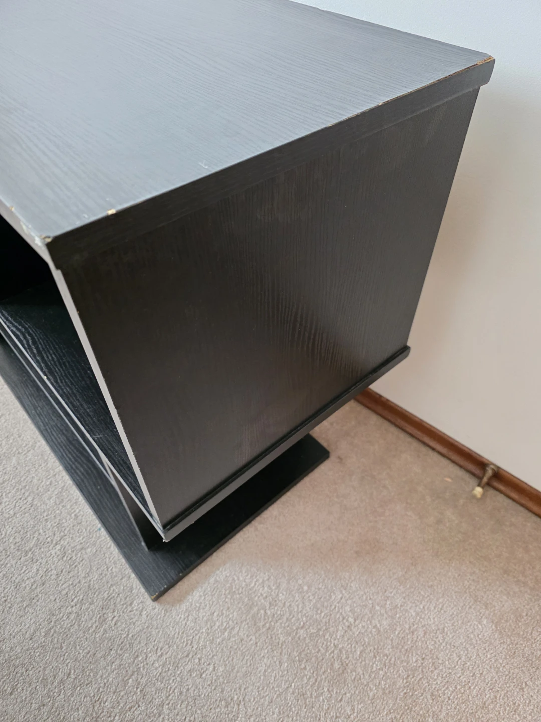 Black Media Console TV Stand with Shelves - photo 3