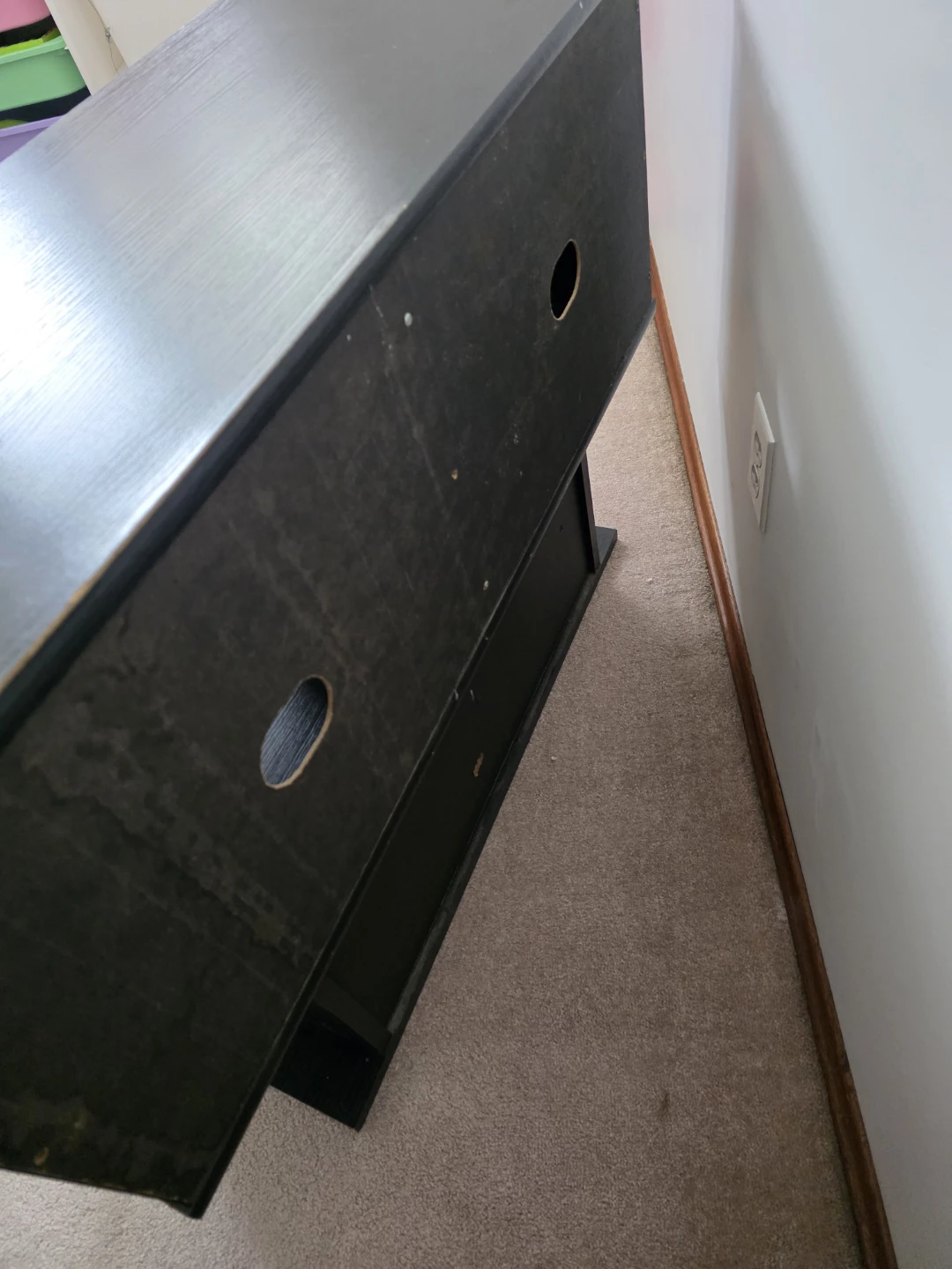 Black Media Console TV Stand with Shelves - photo 4
