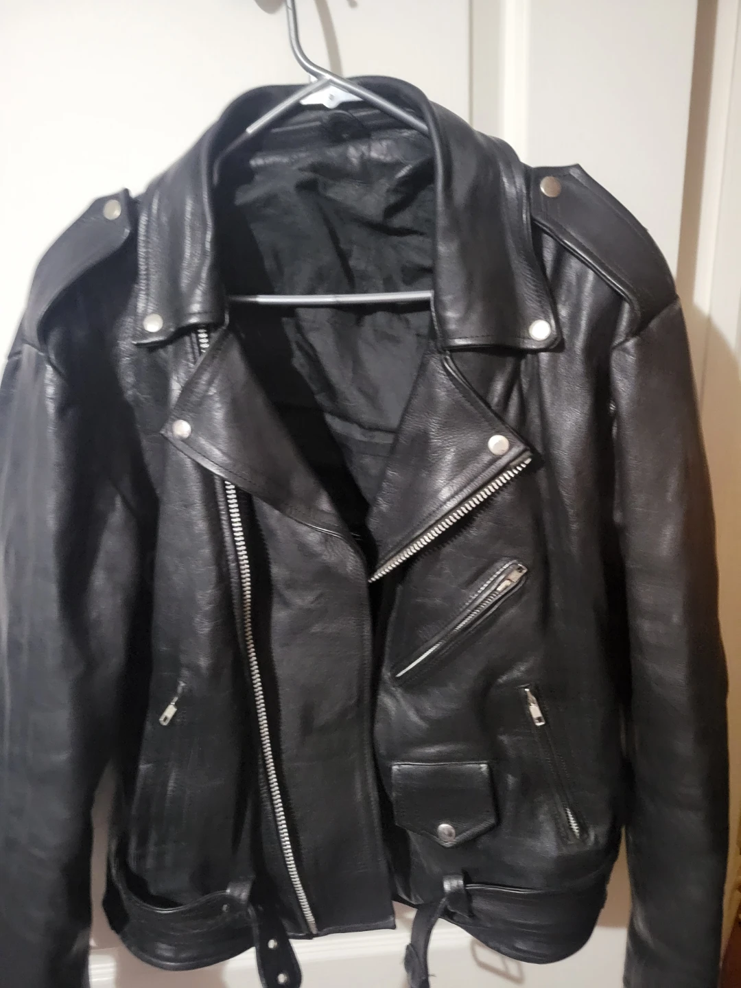 Black Leather Motorcycle Jacket - photo 2