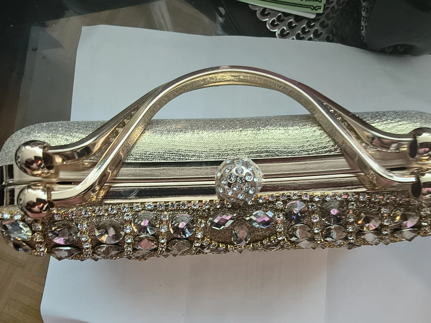 Gold Embellished Clutch Handbag - photo 3
