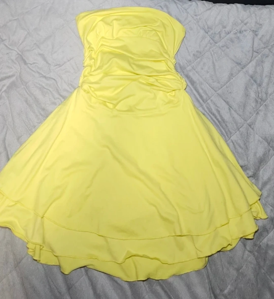 Yellow Summer Strapless mini Dress