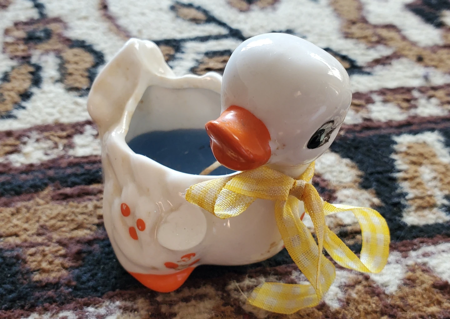 Ceramic Duck Planter with Yellow Ribbon