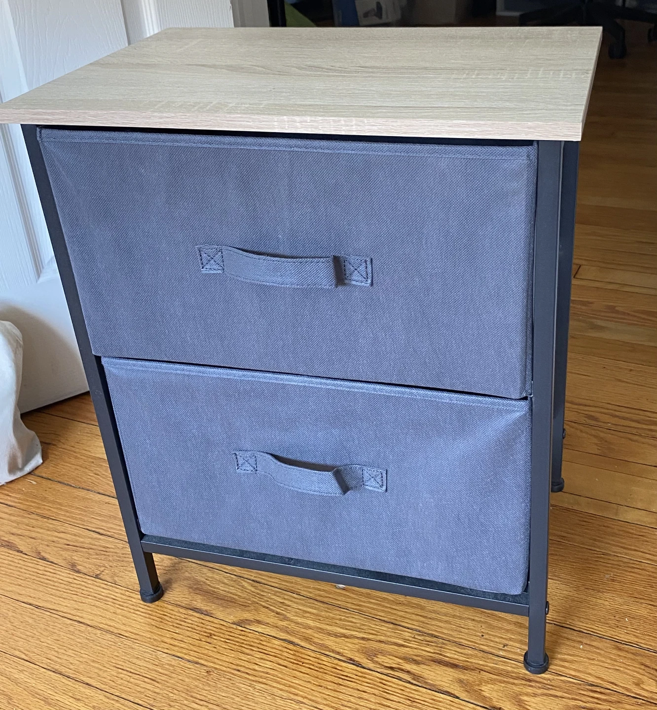 2-Drawer Fabric Dresser with Wood Top