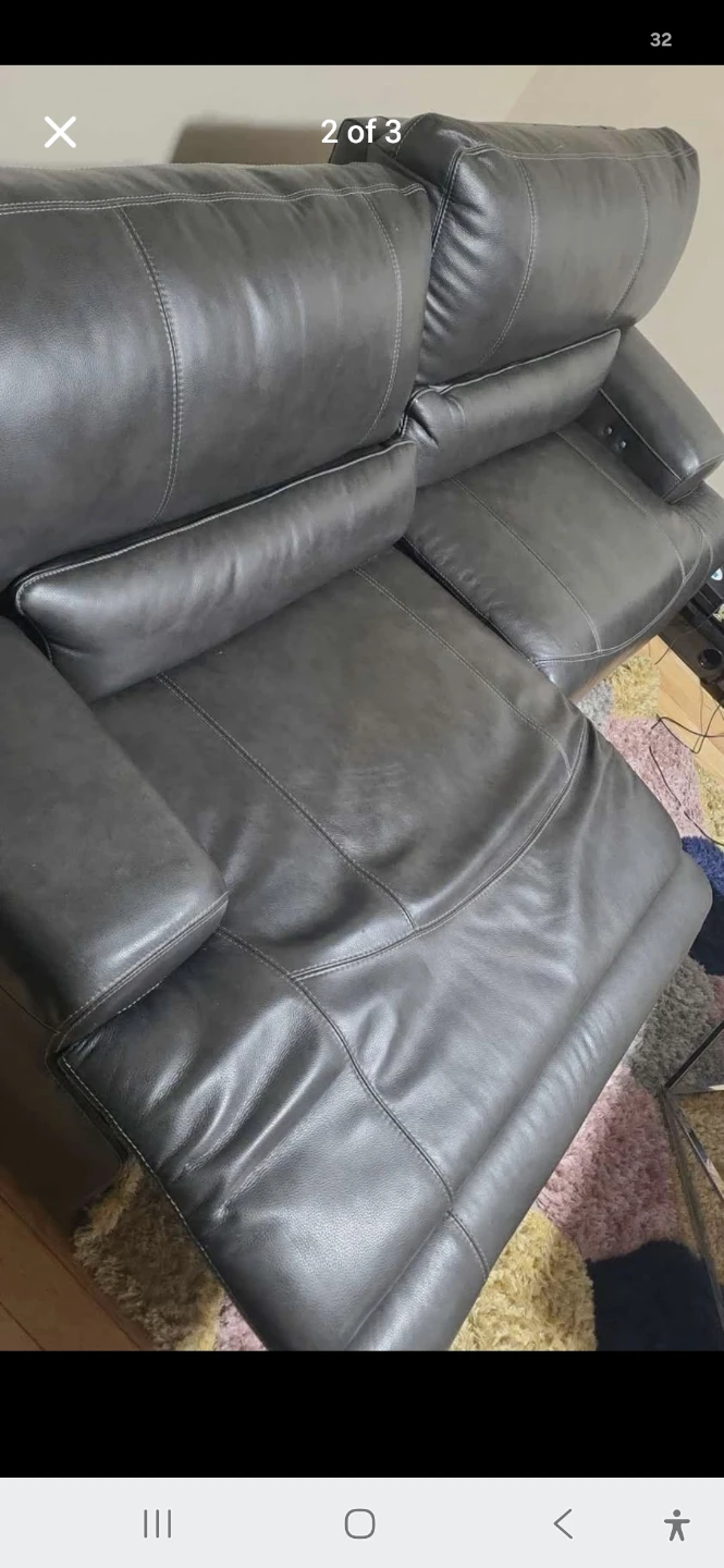 Grey Leather Reclining Sofa Set