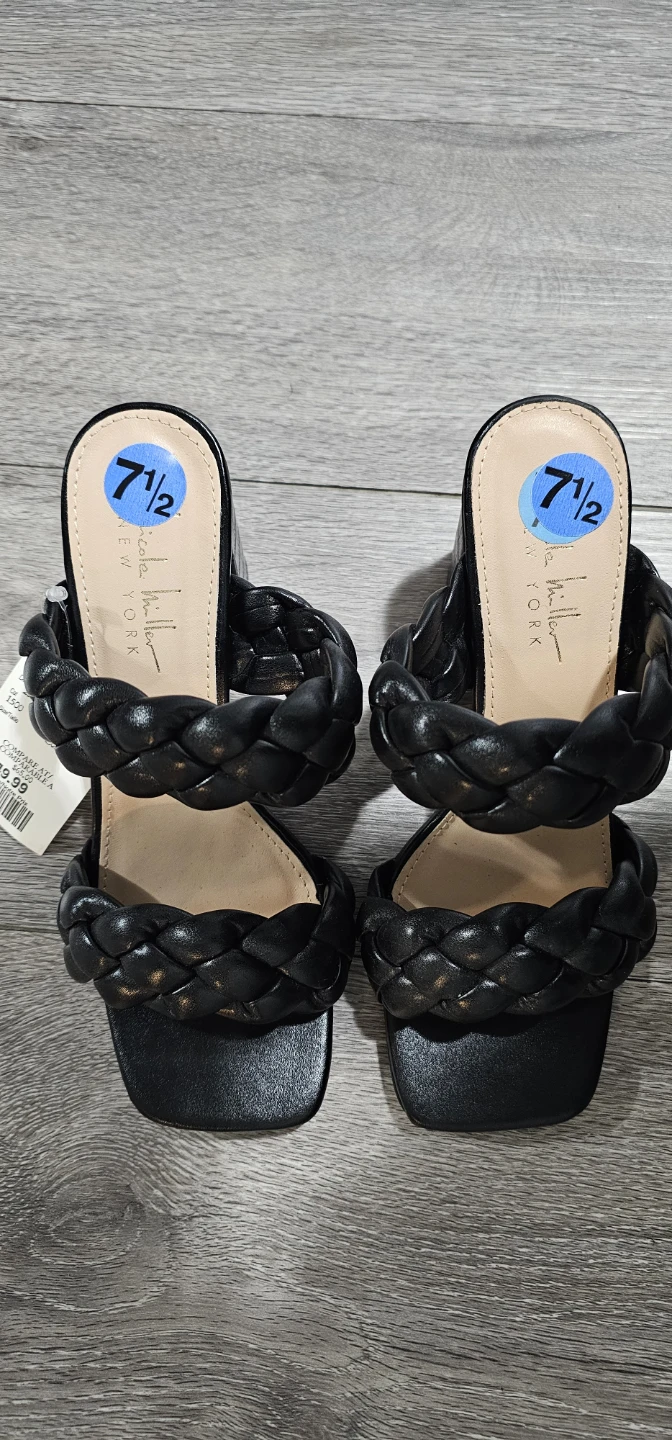 Black Braided Block Hell Mules - Size 7 1/2