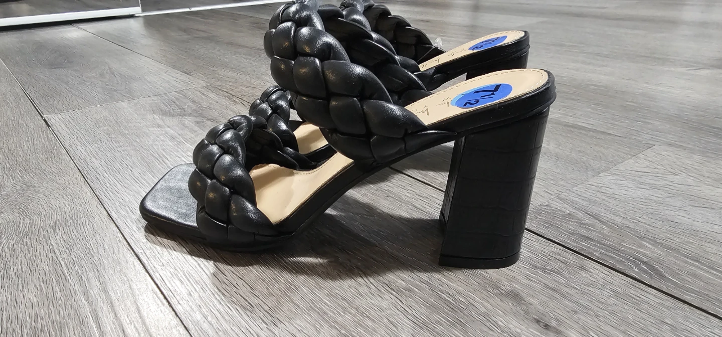 Black Braided Block Hell Mules - Size 7 1/2 - photo 2