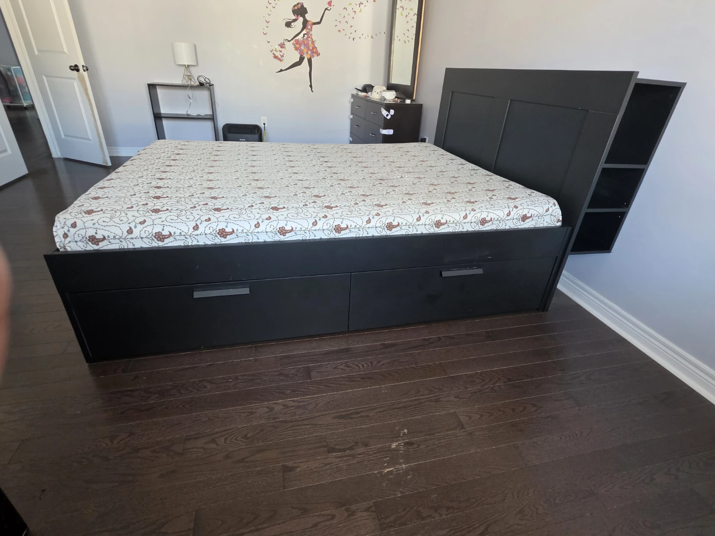 Ikea BRIMNES  Queen Bed Frame with Storage Headboard - photo 2