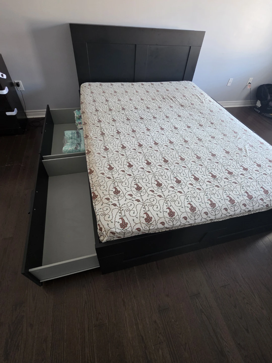 Ikea BRIMNES  Queen Bed Frame with Storage Headboard - photo 3